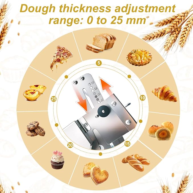 Folding Dough Sheeter Machine, 32.7"X18.9'' Dough Sheeter with 56 Adjustable Thickness Settings (0-25mm), Manual Stainless Steel Dough Roller for Home and Commercial Bakeries