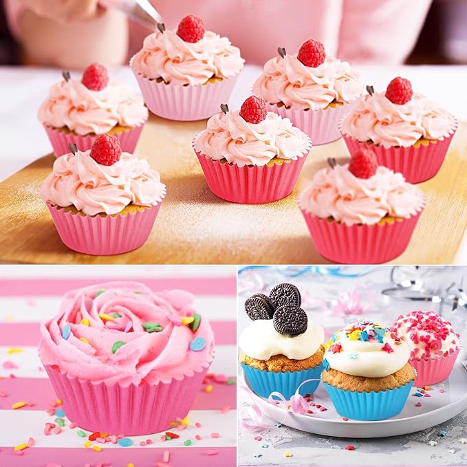 SANNIX 450pcs Rainbow Bright Cupcake Liners, Colorful Baking Cups Cupcake Wrappers Paper Wraps Muffin Liners for Birthday Pride Party Decorations Supplies(9 Colors)