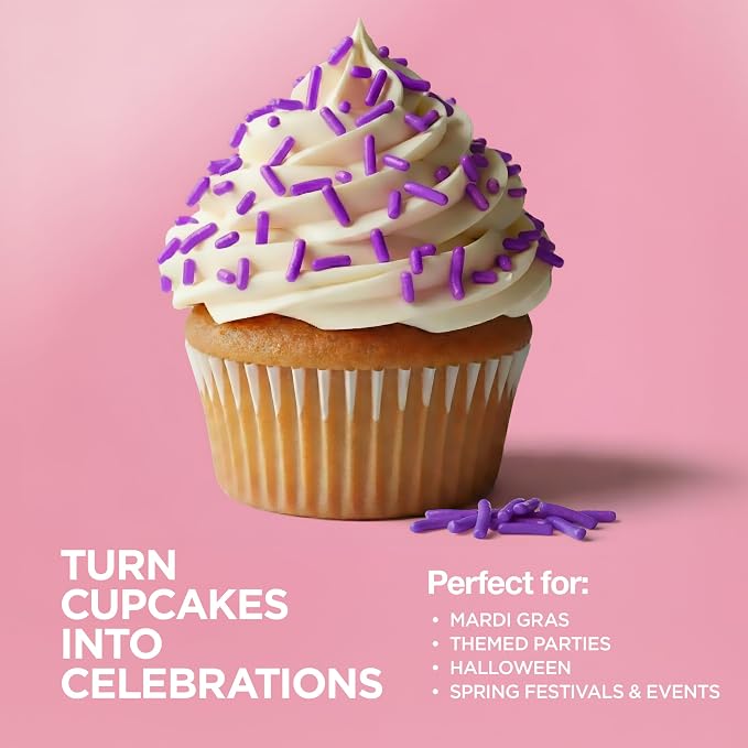 Purple Sprinkles 3 oz Bottle | Jimmies Sprinkles for Cake Decorating | Dessert Topping for Baking, Cupcakes, Cookies, Ice Cream, Parties, Holidays & Everyday Celebrations
