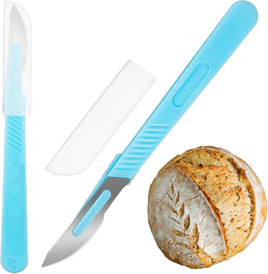 2 Pcs Sourdough Bread Lame Scoring Tool 6'' Bread Lame Scorer Tool Stainless Steel Blades with Protective Cover for Sourdough Dough Scoring for Homemade and Bakery Use (Blue)