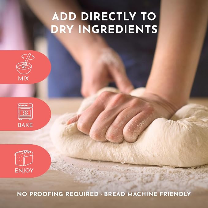 Scratch Red Instant Dry Yeast– All-Purpose Baking Yeast for Bread, Rolls, Sandwich Loaves, Pizza Dough & Bread Machines - (Red 8oz) (1 Packet)
