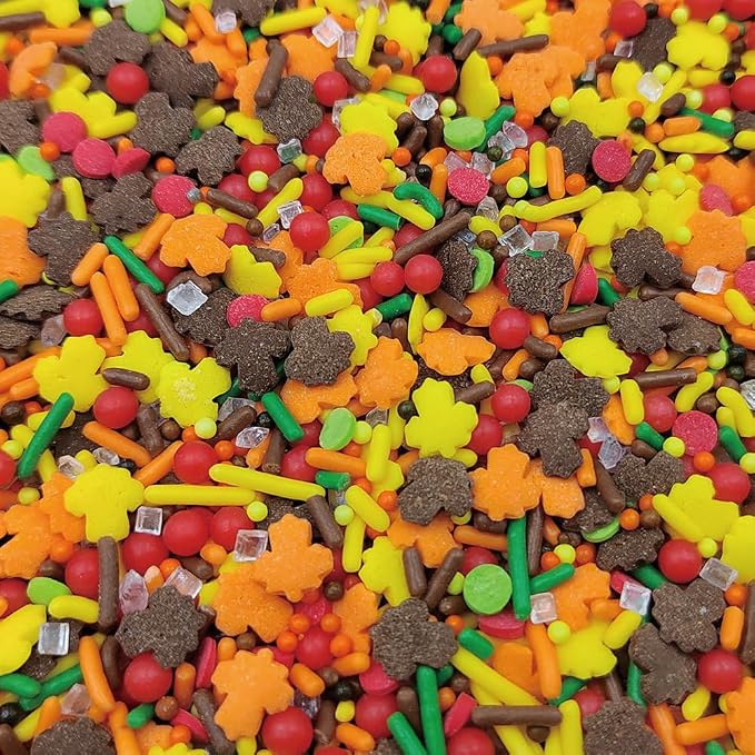 Homankit Thanksgiving Sprinkles Autumn Fall Sprinkles Edible Maple Leaves Confetti Sprinkle for Baking Cake Cupcake Toppers Cookie Donut Dessert Decoration 3.53 Ounces