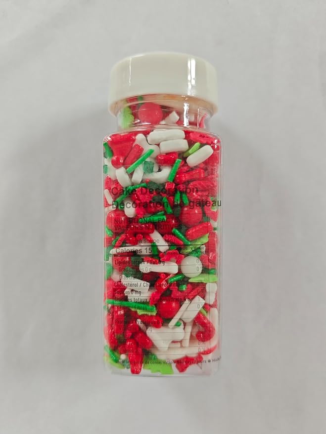 Edible Christmas Candy Sprinkles with 6pcs Santa Claus | Christmas tree Dessert Sprinkle | Snowman Cake Cupcake Toppers | Cookie Decorations | Candy Sprinkles for Xmas Daily Cake Decorating