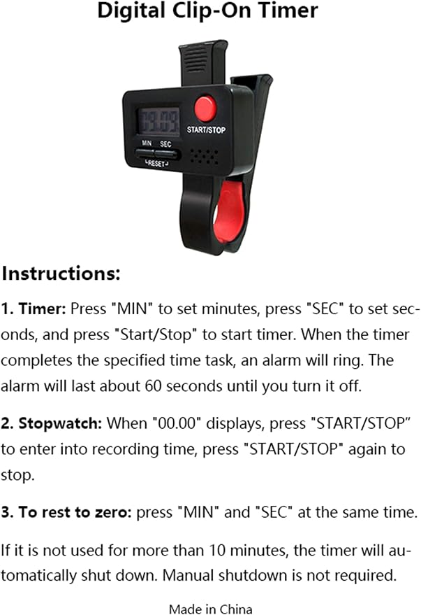 Timer, Digital Clip-On 99 Min, for Kitchen Baking Teaching Cooking Egg Potty Training