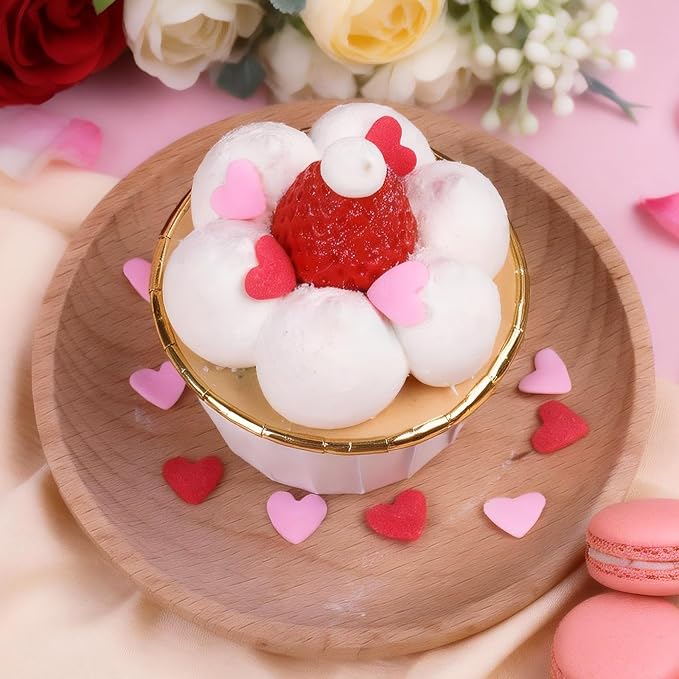 Pink & Red Heart Sprinkles for Cake Decorating, Valentines Sprinkles for Baking, Edible Heart Shaped Confetti for Cookies, Cupcakes & Ice Cream