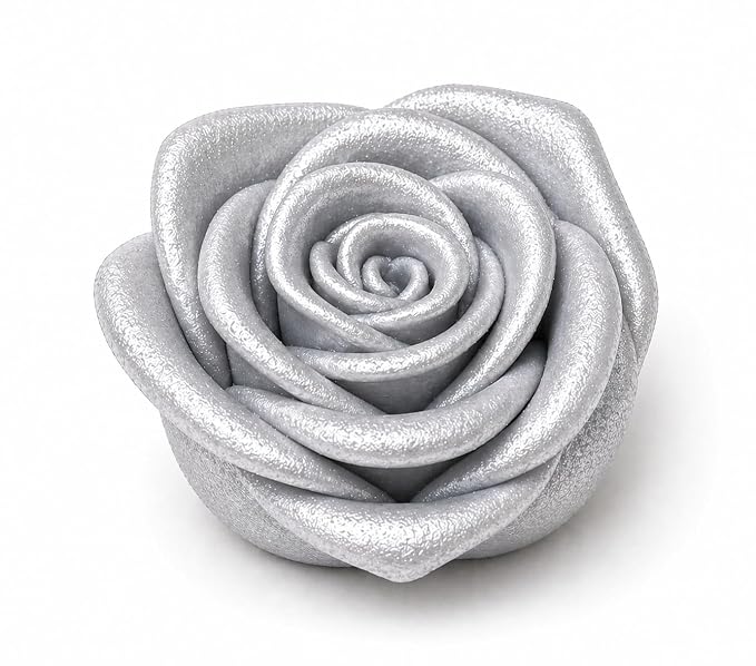 Confect Metallic Edible Shimmering Christmas Silver Roses | Edible Cupcake Toppers | Edible Flower For Cake Decorating | Pack Of 12 Edible Metallic Sugar Flowers for Cake Decorating