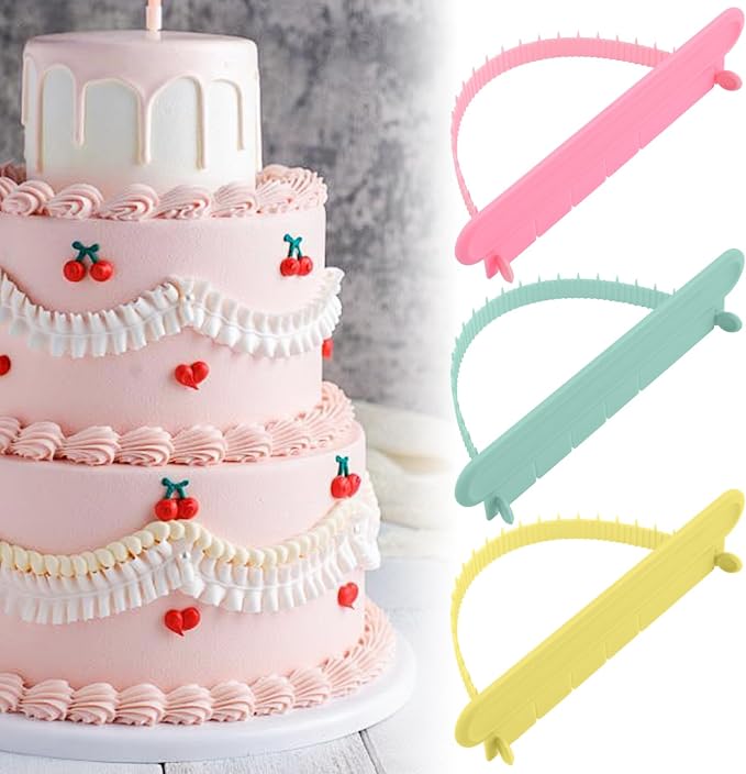 Cake Arch Guide Tool Set, 3 Pack Adjustable Arc Rulers with 3 Straight Rulers, 14 Width Settings, Flexible Plastic Guides for Buttercream Fondant and Royal Icing Layout Marks