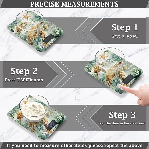 Food Scale Kitchen Scale Food Weight Scales Digital Weight Grams and Ounces Small Electronic Food Scale for Baking Cooking Sea Turtle Starfish Plants
