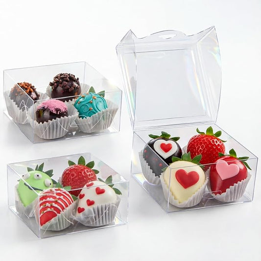 40Pack 4x4x2Inches Small Treat Boxes for Cookies Cake Candy Chocolate Pastry Soap & More Mini Baking Boxes Cajas Para Transparentes Truffle Boxes Party Wedding Favor