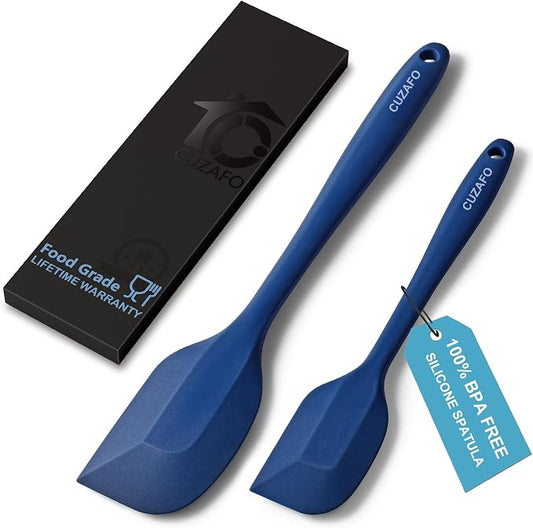 BPA Free Heat Resistant 600℉ Silicone Spatula, Turner Mixing Spatulas set Dishwasher Safe for Nonstick Cookware, Classic Blue