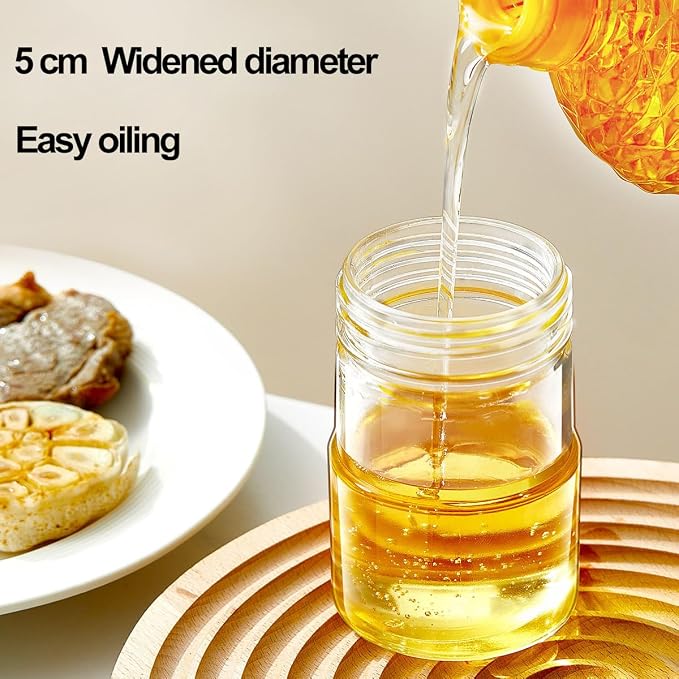 Glass Oil Dispenser with Heat Resistant Brush,Oil Dispenser Bottle with Silicone Pastry Brush for Kitchen,Cooking Vinegar and Sauce BBQ Grill Frying (Oil Dispenser-White)