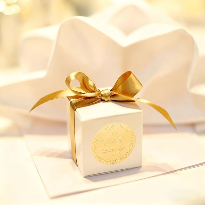 120 PCS A Sweet Thank You Gold Embossed Stickers – 2 Inch Round Foil Labels for Gifts Packaging, Wedding Favors, Candy Bags, Party Supplies, Small Business Packaging Seals