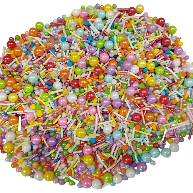 EPHVODI Rainbow Sprinkles for Cake Decorating, 3.35 oz Baking Edible Cake Decorations Pastel Jimmies Pearls Sprinkle Mix for Donut Cookie Cupcake Ice Cream Toppings