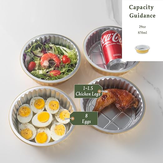 29oz Round Aluminum Foil Containers with Lids, 5 Pack | 7 Inch Round, Heavy Duty Foil, Ideal for Food Storage, Meal Prep and Soup