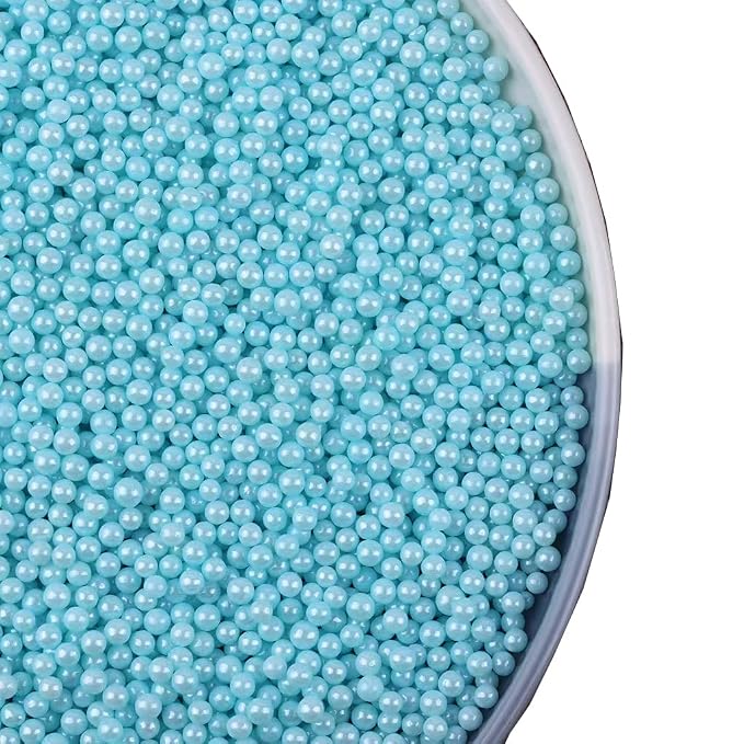Blue Sprinkles Edible Pearl,130g 4.6OZ Cake Sprinkles,Cookie Sprinkles,Sugar Pearl, Edible Candy Pearls for Cake Cupcake Decorationg (4mm-qianblue)