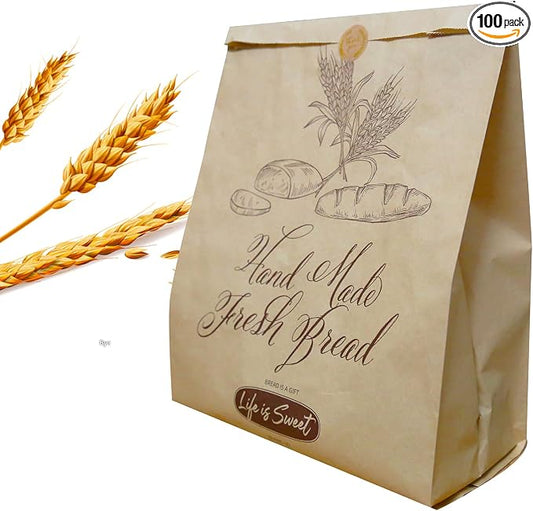 100pcs Bread Bags for Homemade Bread, 13.8 X 9.5 Inch Large Paper Loaf Bags for Bun Loaves, Eco Friendly Toast Packaging Storage Loaf Bags for Home Kitchen Bakery