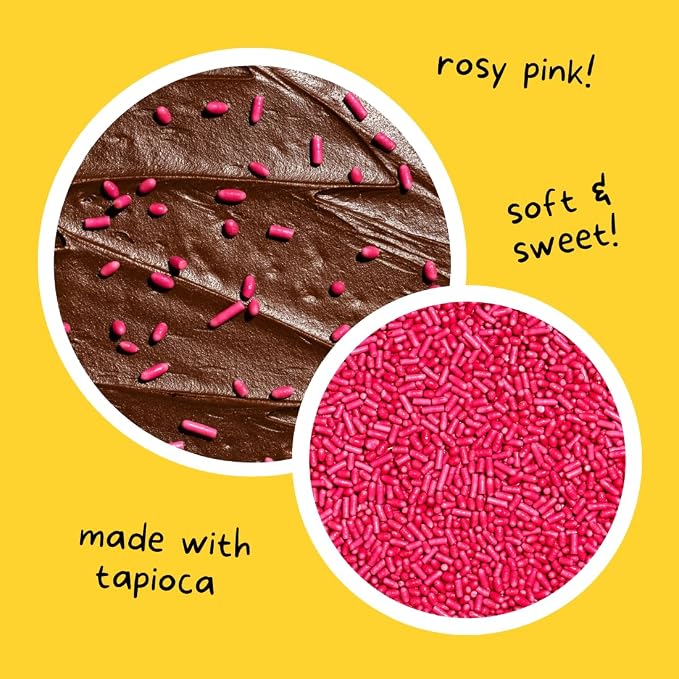 Supernatural Rosy Pink Softies Natural Sprinkles - Dye-Free, Soy-Free, Gluten-Free, Vegan, Made in USA, 3oz - Dye Free Pink Sprinkles