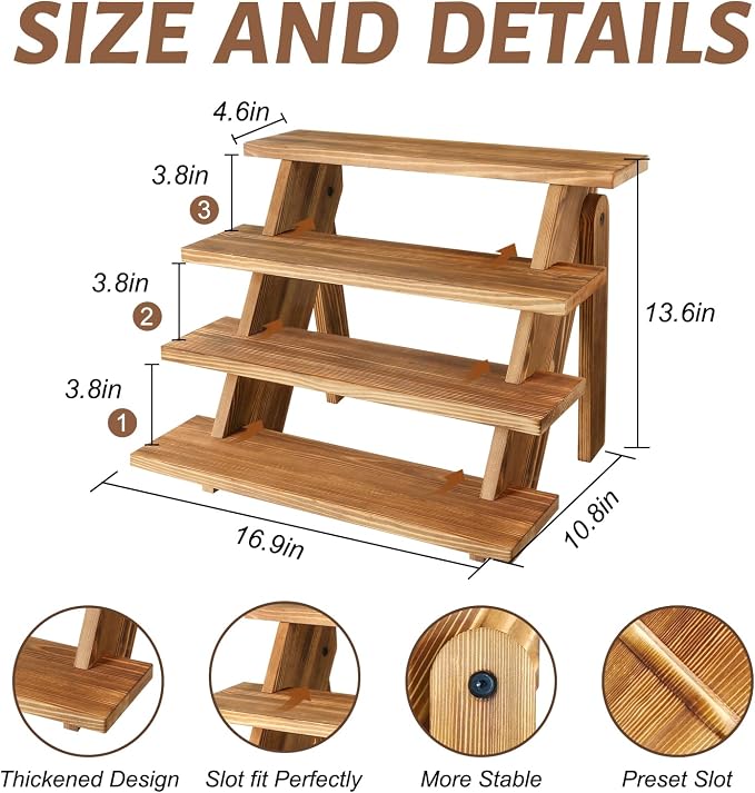 Wooden Cupcake Stand for 24 Cupcakes, 4 Tier Cupcake Display Stand Rustic Tiered Display Stand Dessert Table Display Set Cupcake Stand for Baby Shower Decorations Birthday Party Supplies Perfume Display(Pine Wood 2Pcs)