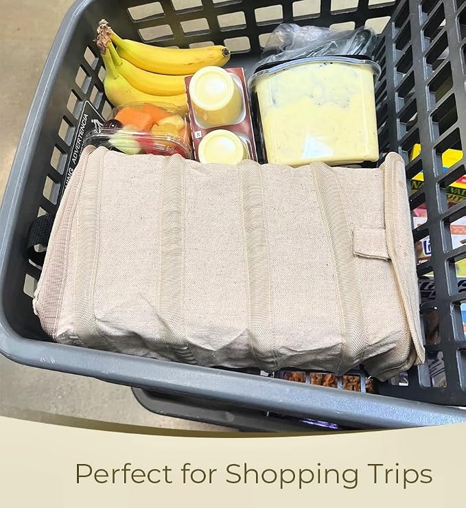 BREAD BAG, Reinforced Egg Protector – Anti-Crush Rigid Grocery Bag for Sourdough, Homemade Bread & Produce – Reusable, Collapsible Linen Shopping Tote (12.5" x 7" x 5")