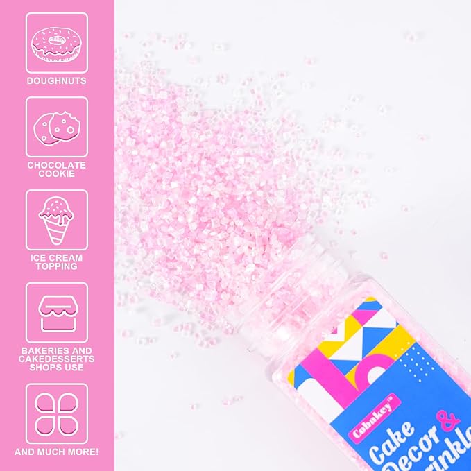 Valentine Sanding Sugar Mix 4.23 oz Edible Pink White Sprinkle Sparkling Sugar Mix, Perfect for Cake Decorations, Baking, Ice Cream, Cookies, Cupcake Topper Wedding Party Celebrations