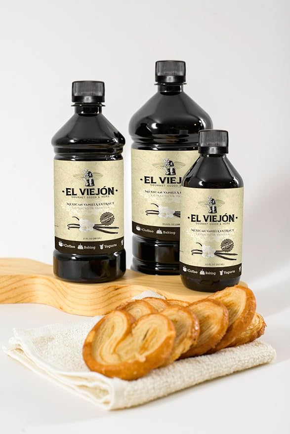 Mexican Vanilla Extract, 1 Liter (33.2 Fl Oz), Premium Vanilla for Baking, Cooking, Coffee & Desserts – El Viejón