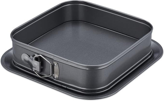 Relaxdays Springform Pan, Square, 24 x 24 cm, with Leakage Protection, Steel, Non-stick Baking Pan, Cake Pan, Anthracite