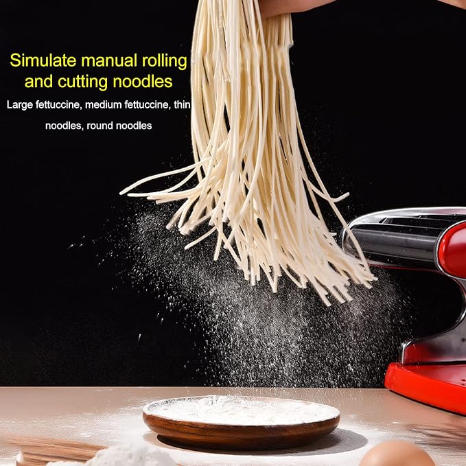 Manual Pasta Maker Machine 6 Adjustable Gears Hand Crank Noodle Press for Lasagna Fettuccine Dumpling Wrapper Dough Sheeter (Suction Cup Type 3 Blade)