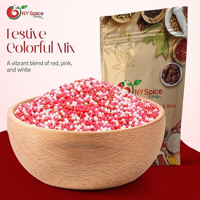 NY Spice Shop Pink, Red, White Nonpareils Mix - 5 Pound Colorful Candy Sprinkles - Pink White Red Nonpareils Candy - Candy Sprinkles for Decorating Cupcakes, Cookies, Chocolates and Desserts