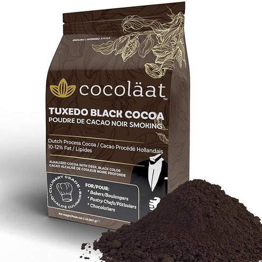 Cocoläat Tuxedo Black Cocoa Powder | Culinary Grade for Bakers & Pastry Chefs | Natural Substitute For Black Food Coloring | Dutch Cocoa With Strong Chocolate Taste | Resealable Pouch | 2 lb, 907 g