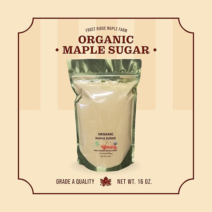 Frost Ridge Maple Farm Powdered Granulated Organic Maple Sugar, Grade A, 16 oz.