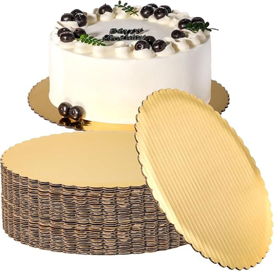Fit Meal Prep 20 Pack Cake Boards, 10 Inch Round Gold Cake Circles, Disposable Pizza Circles Cake Pan Base Stand for Desserts and Pastries, Greaseproof Cardboard Cake Rounds for Cake DIY, Birthday