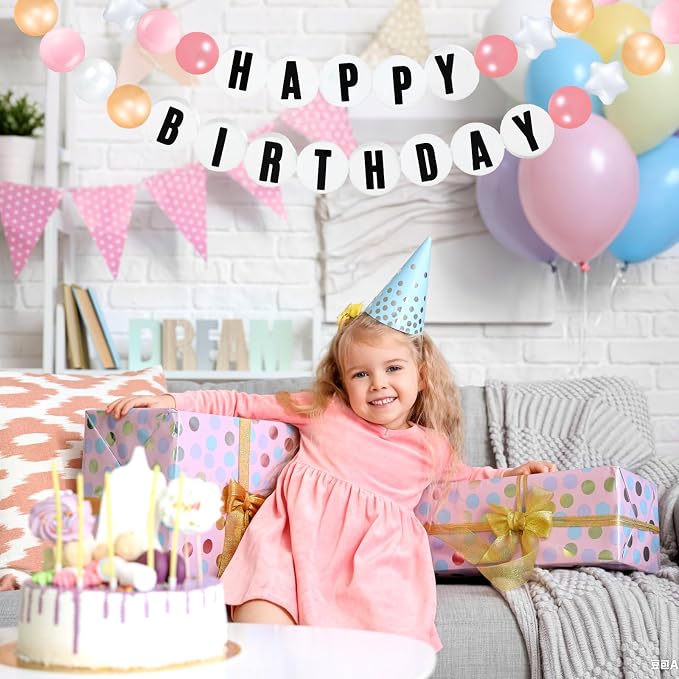Simgoing 103 Pcs DIY Giant Friendship Bracelet Lei Kit Extra Large Beads Garland Jumbo Birthday Friendship Banner Kit Famous Singer Customizable Party Decor for Classroom(Rose and Gold)