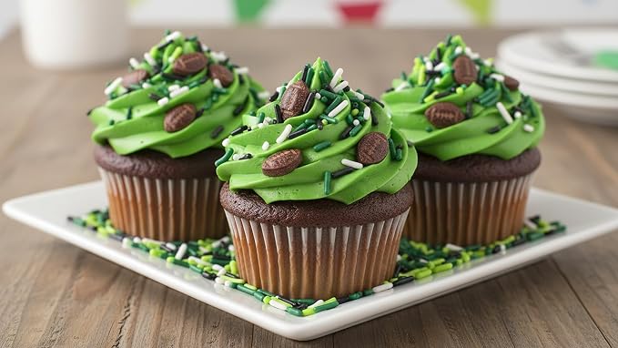NCS Brown Footballs with Black, White, Lime Green & Dark Green Jimmies Edible Sprinkles – Cupcake, Cake & Cookie Decorations, 7 oz