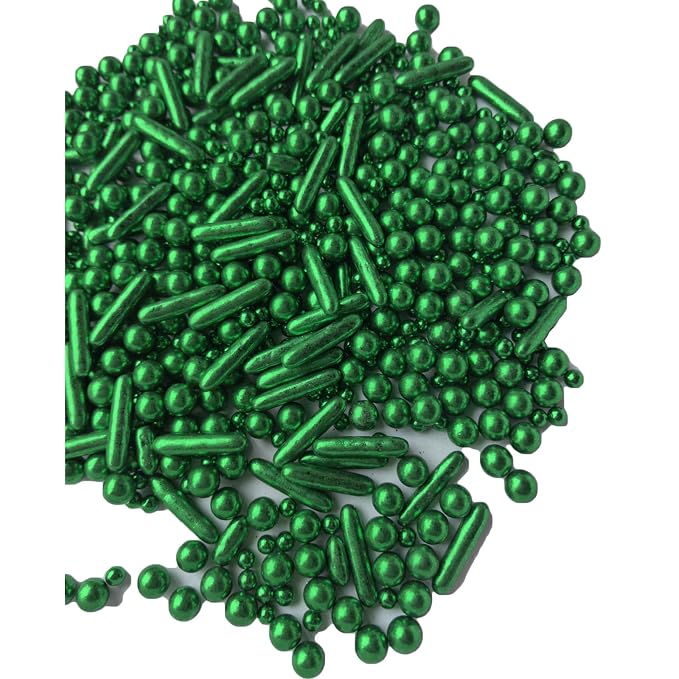 Sprinkles Green Pearl Sugar Candy Mix Size Baking Cake Decorations Cupcake Toppers Celebrations Shaker Jar Wedding Shower Party (130g/4.6oz）