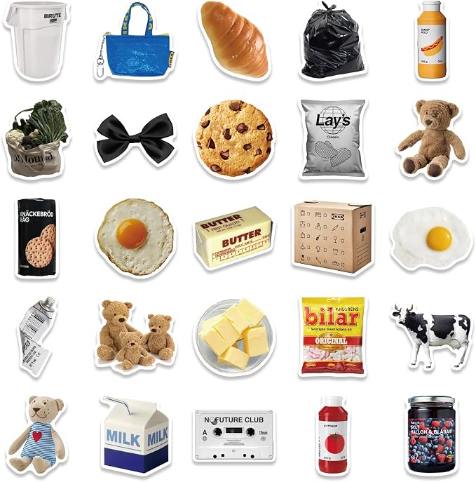 Cute Milk Cookie Stickers, 50PCS Vinyl Waterproof Decals for Kids Teens Adults Home Decor, Water Bottles Laptop Scrapbook