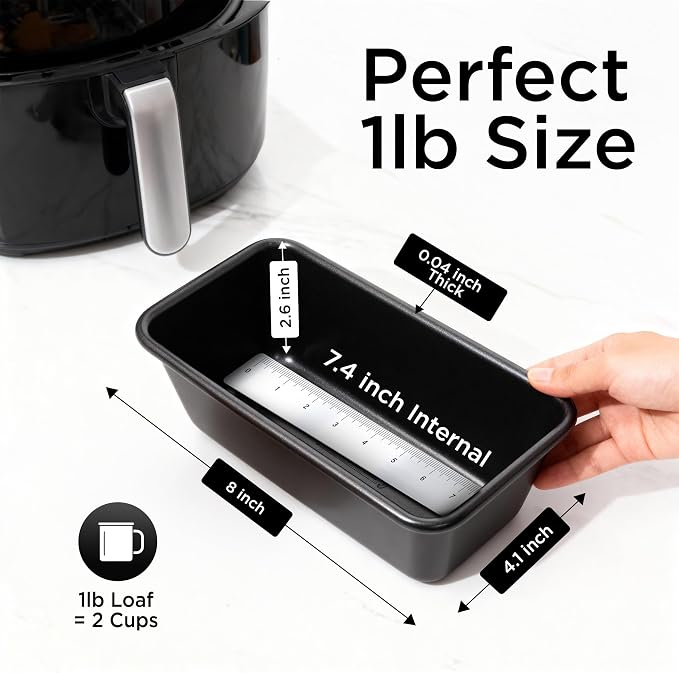 Wrenbury Bread Pan - Nonstick 8x4 Loaf Pans for Baking Bread with Rust Resistant Construction - Dishwasher Safe Bakeware for Homemade Cakes - Air Fryer Safe | Rust Resistant Construction - Dishwasher Safe Bakeware for Homemade Cakes - Air Fryer Safe