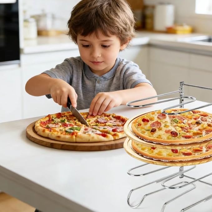 Pizza Rack, 5 Tier Stainless Steel Pizza Pan Riser, Compact Design for Easy Storage, 10.43" L x 8.52" W x 13" H
