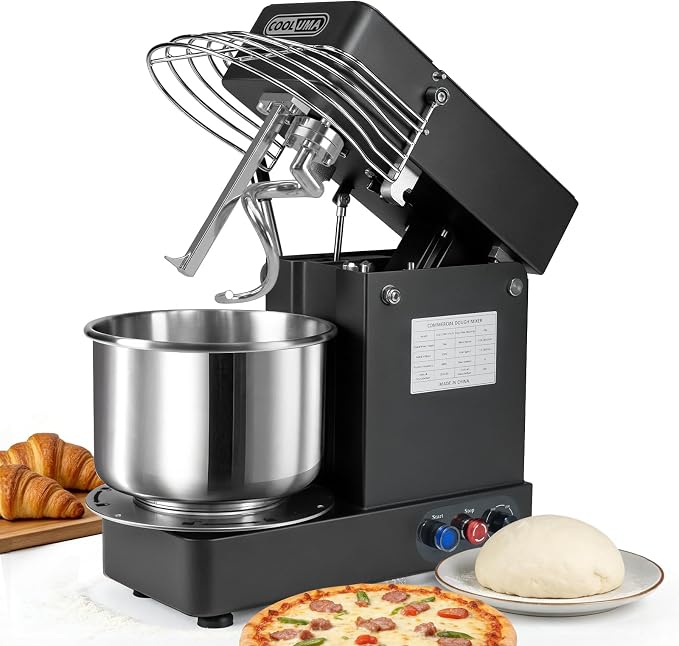 7.4QT Commercial Dough Mixer, Spiral Dough Mixer,1000w Heavy-Duty Stand Dough Mixer With Stepless Speed Control, Tilt-able Design,Perfect For Home Kitchens, Bakeries, Restaurants, Pizzerias