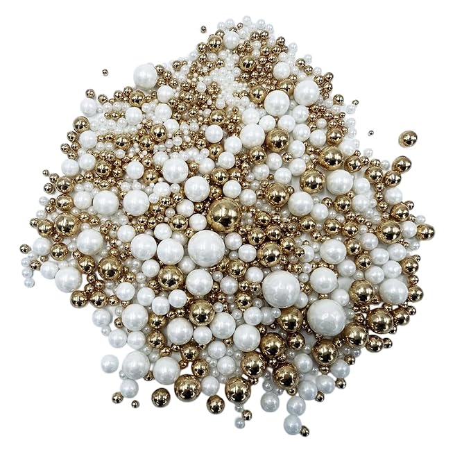 Gold Pearl Sugar Sprinkles, Edible Candy Sprinkles, Cake Toppers and Cake Decorations, Mix Size, Cookie Decorating, Ice Cream, Wedding Party Valentines Easter Supplies, 120g/4.2oz (Gold White)