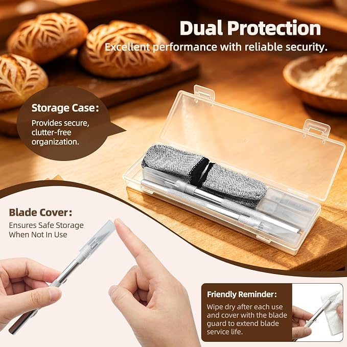 2 Pcs Bread Lame Sourdough Scoring Tool for Bread Baking Bread Scorer Dough Scoring Tool for Homemade Sourdough Bread Scoring Tool Set with 10 Replacement Blades & 1 Storage Case