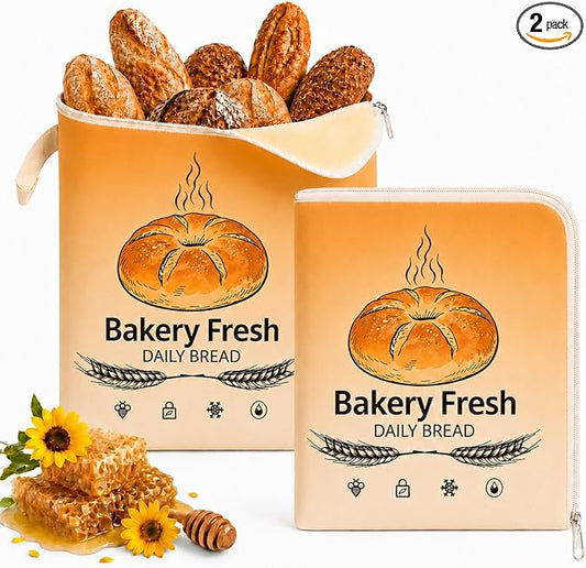 Beeswax Bread Bags, Bread Bags for Homemade Bread, Bees Wax Bread Bag, Reusable & Eco-Friendly,100% Natural Beeswax & Cotton, Long-Lasting Freshness,Airtight & Freezer-Friendly Food Storage