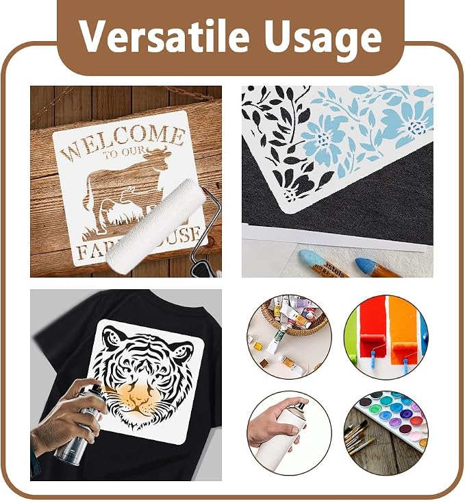 1 Piece Candy and Cake Craft Art Stencil, 11.8"x11.8" Dessert and Ice Cream Plastic Reusable Stencil for Wood Burning, Paint Template for Painting on Wall, Wood, Fabric Canvas, Furniture