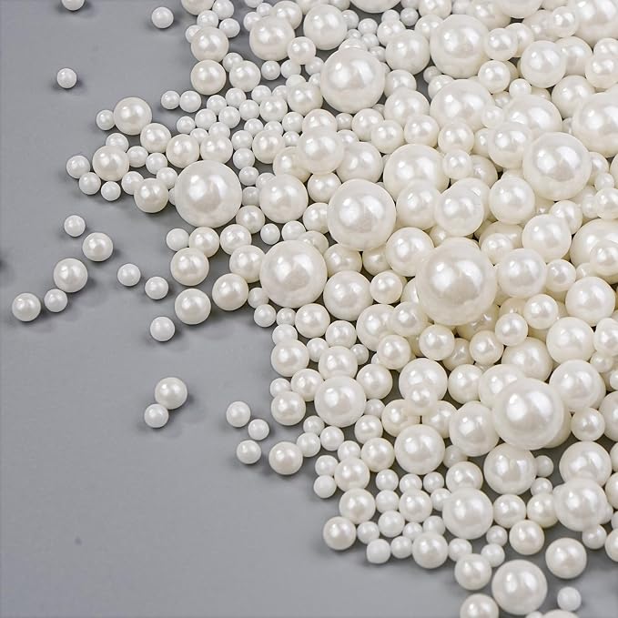 Dazzjoy Edible White Pearl Sugar Sprinkles, White Pearls for Cake Decorating, 130g/4.58oz, Candy Baking Cake Decorations, Cupcake Toppers, Cookies, Patriotic Wedding Party Valentines Supplies
