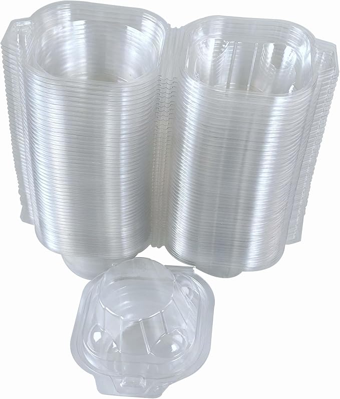 single cupcake containers Muffin Container Cupcake Carrier(100pc) | Individual Cupcake storage Containers with Lids,Plastic Cupcake Boxes,Disposable Muffin Holders.for Baking,Parties & Picnics.
