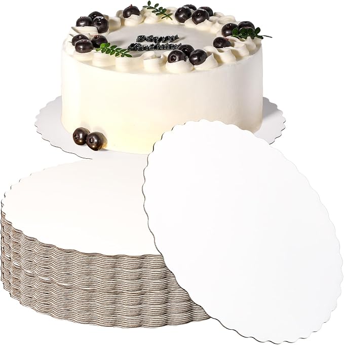 Fit Meal Prep 20 Pack Cake Boards, 10 Inch Round White Cake Circles, Disposable Pizza Circles Cake Pan Base Stand for Desserts and Pastries, Greaseproof Cardboard Cake Rounds for Cake DIY, Birthday
