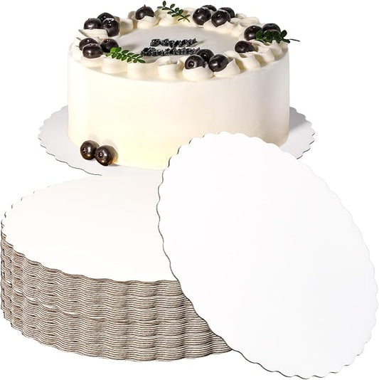 Fit Meal Prep 20 Pack Cake Boards, 10 Inch Round White Cake Circles, Disposable Pizza Circles Cake Pan Base Stand for Desserts and Pastries, Greaseproof Cardboard Cake Rounds for Cake DIY, Birthday