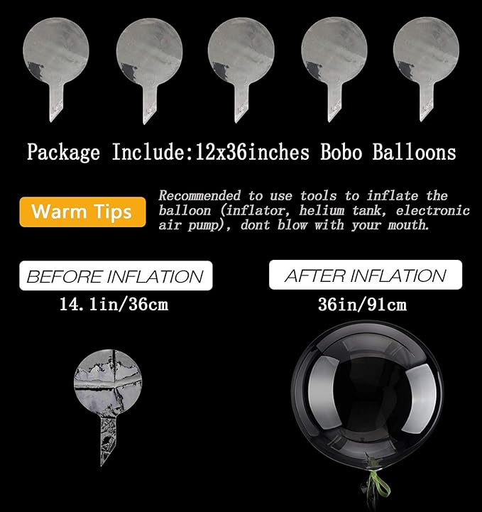 36 Inch Bobo Balloons Bubble Balloons, 12 Pcs Clear Bobo Balloon, Large Transparent Bubble Balloon for Christmas Wedding Birthday Party Decoration