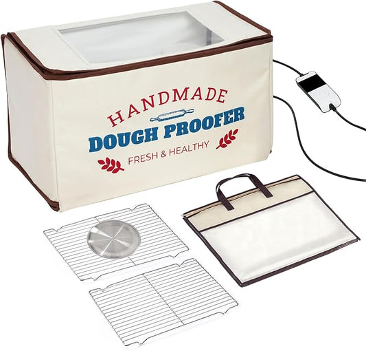 Extra Large Folding Dough Proofing Box with 3-Sided Heating, Temp Control (50-130℉), 24-Hour Timer, Beep Alert, Storage Bag – Ideal for Sourdough, Pizza, Yogurt & Seed Starting
