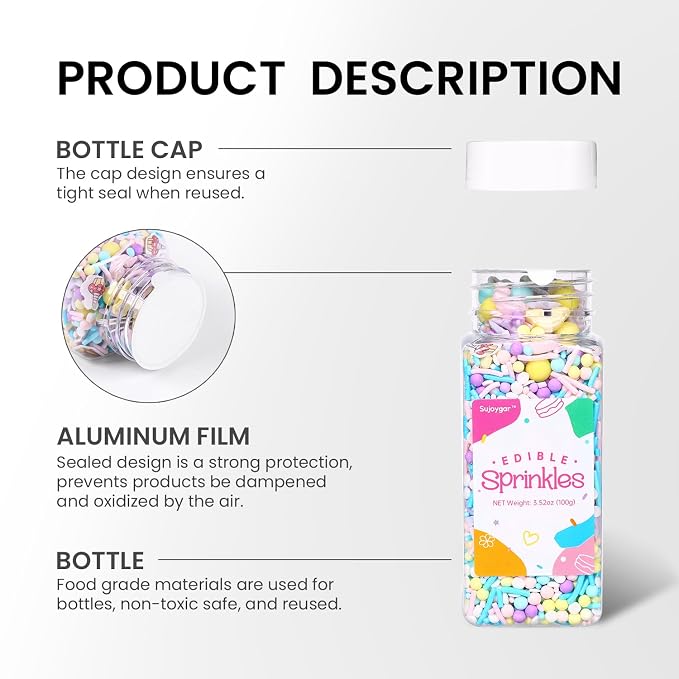 Unicorn Sprinkles Mix | Pink Blue Purple Rainbow | Sprinkles for Cake Decorating | Cupcake Toppers | Ice Cream | Cookie | Fancy Candy | 3.52oz