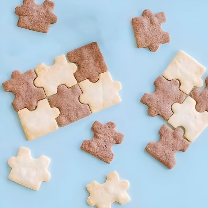 Wetco Puzzle Cookie Cutter Set of 4Pcs, Biscuit Cutters Stainless Steel Set, Puzzle Cutter Fondant Cutters Tool for baking Cookie Baking for Birthday Party Valentine's Day gifts of love